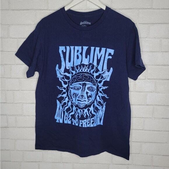 Sublime Navy Blue Graphic 40 Oz to Freedom Tee Shirt - Picture 1 of 3